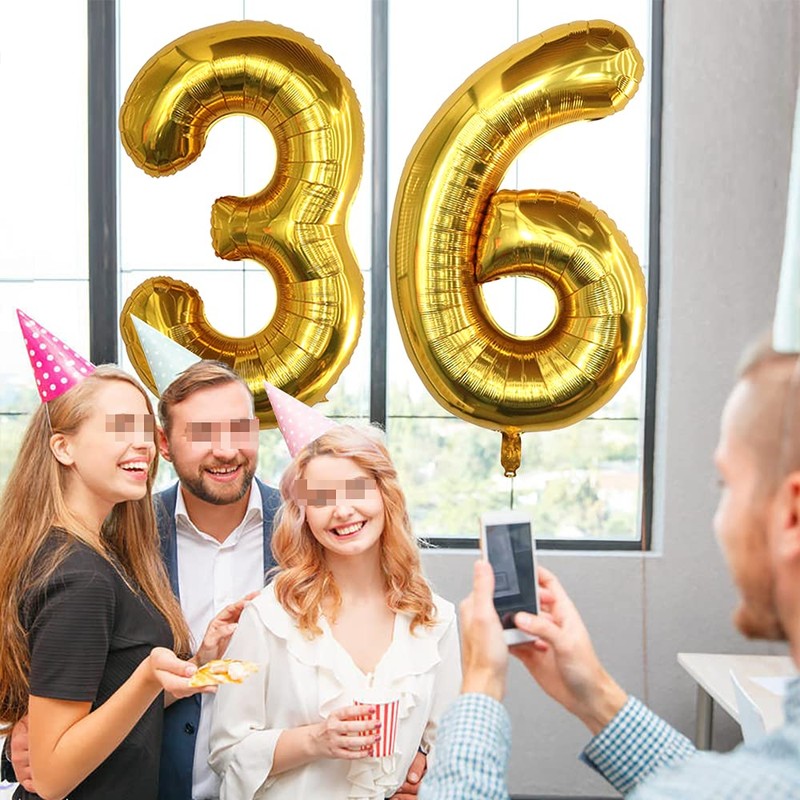 Xihuimay Number 36 Balloons - 40 inch Digital Birthday Balloons,