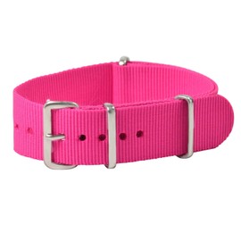 FANMIS 20mm Nylon Solid Neon Pink Interchangeable Replacement Watch Band Strap