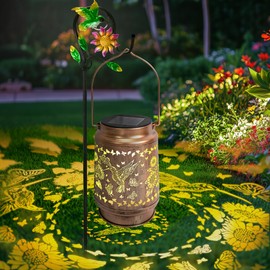 Solar Lanterns Outdoor Waterproof with Shepherd Hook, Hummingbird Garden Decor Solar Lights Outdoor, Birthday Gifts for Women, Mom, Gardens, Yards