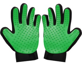 Zenify Pets Hair Grooming Glove Mitt for Deshedding Fur Removal from Pet Cats, Kittens, Rabbits, Guinea Pigs, Dogs, Puppies (Green) (Green (2 Pack))