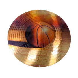 WorldaWhirl Whirligig 3D Wind Spinner Basketball Court Sports Fan Twister Hand Painted Stainless Steel (6.5 Inch, Multi Color)