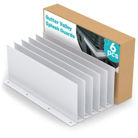 Chiligent 6 Pcs Gutter Valley Splash Guards, Aluminum Roofing Gutter Guard with Screws, Straight Roof Rain Diverter, Rain Drip Gutter Guard for House Shingle Roofs Corner, Valley, or Straight, White