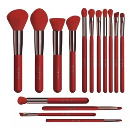 BS-Mall Juego De 15 Brochas De Maquillaje Rojo