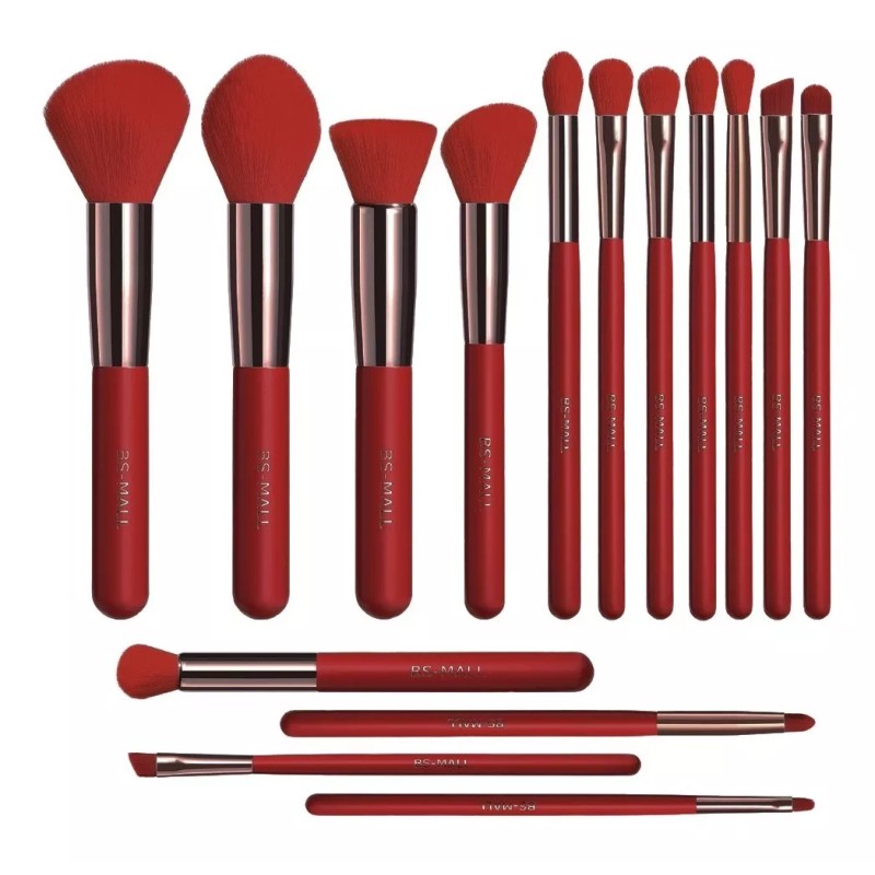BS-Mall Juego De 15 Brochas De Maquillaje Rojo