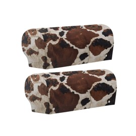 Fiqyvagox Distressed Brown Cow Print Arm Covers for Chairs Couch Sofa Non-Slip Armrest Covers with 10 Twist Pins Elastic Armchair Covers for Home Office Recliner, 2 Pieces