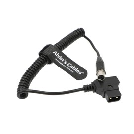 Alvin's Cables D-Tap to Mini XLR 4 Pin Female Coiled Power Cable for ARRI RED Cameras 12V TV Logic Monitor