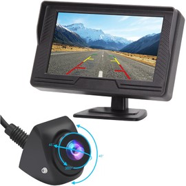 B-Qtech Vehicle Backup Camera and Monitor System Rear View Reverse Camera Waterproof Night Vision with Guide Lines and 4.3" LCD 1080P Display for Car SUV Van