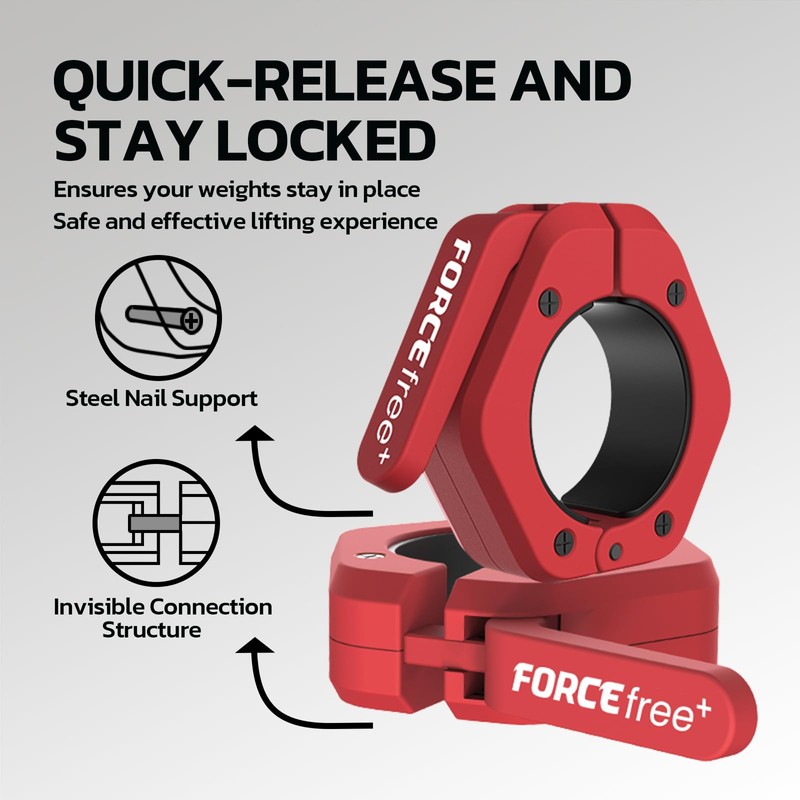 Forcefree Barbell Clips - Quick Release Olympic Barbell Clamps (Pair)