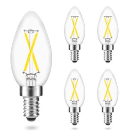 AIELIT B11 E12 LED Candelabra Bulb 25-Watt Equivalent, 5000K Daylight White, 200 Lumens, Dimmable Chandelier Light Bulb, Clear Glass, 2W Candle LED Filament Bulb for Ceiling Pendant, 4-Pack