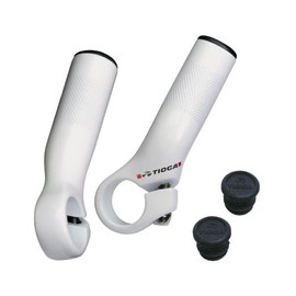 TIOGA HBE01302 Power Studs 5 White Aluminum Bar Ends 3.5 inches (90 mm)