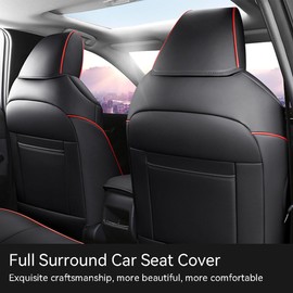 YAFYNTB Custom Fit RAV4 Hybrid Car Seat Covers for Select Toyota RAV4 Hybrid (Not for 2019-2025 Hybrid/Prime SE,XSE) 2019 2020 2021 2022 2023 2024 2025 - Full Set,Leather (Red Check)