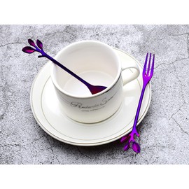 Turbokey 6 Pack 4.7 Inch Stainless Steel Fruit Forks Small Size Pickle Forks Cocktail Forks Dessert Forks for Banquet Party Restaurant Cafe Bar Seafood Cocktail Dessert (6 Forks-Purple)