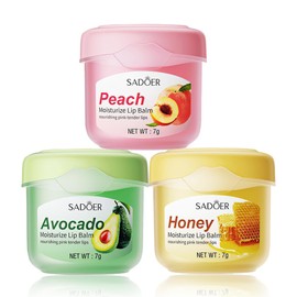 Paquete de 3 bálsamos labiales de 0.25 onzas con caja (melocotón, miel, aguacate) – Hidratante, calmante