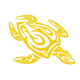 Sea Turtle Tribal Water Monster Vinyl Window Decal Sticker Honu Yellow