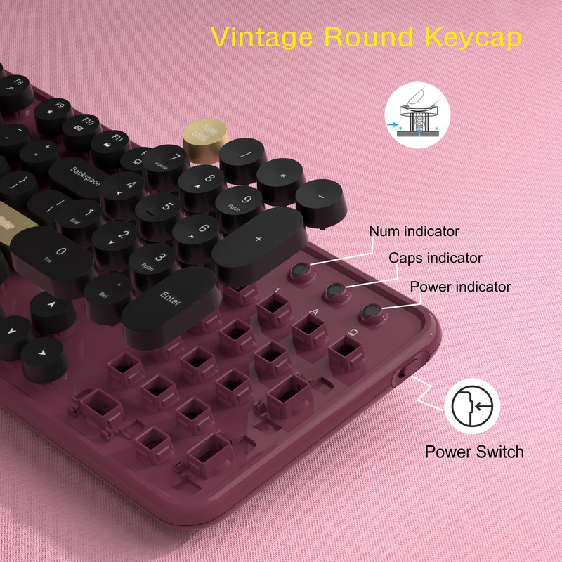 Links9+ Wireless Keyboard and Mouse Combos, Retro Keyboard and Mouse