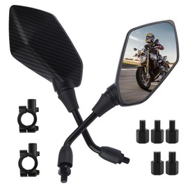 2PCS Motorcycle Mirrors,360° Adjustable Motorcycle Side Mirrors with 8mm & 10mm Bolt,HD Motorcycle Mirrors for Handlebars Wide Angle Rear View Mirror Fits Scooter,Dirt Bike,ATV (Carbon Fiber)