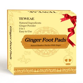 TEWEAE 2 in 1 Ginger Foot Pads, 40Pads Tear and Use, Premium Natural Ingredients Ginger Powder, Bamboo Vinegar FootPads with ''Stay in Place'' Adhesive Pads Sheet