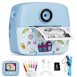 Instant Camera Children, Children's Camera 1080P HD Instant Print of Photos, Birthday Gift, Christmas Gift Toy from 3 4 5 6 8 7 9 10 11 Years Girls Boys with 3 Rolls Photo Paper