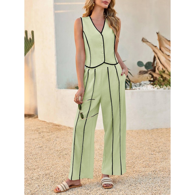Tankaneo - Conjunto de ropa de 2 piezas para mujer,
