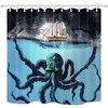 Shocur Black Nautical Octopus Shower Curtain, Funny Ocean Kraken Tentacles
