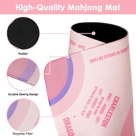 QUEENLINK Mahjong Mat, 32.4" x 32.4" Non-Slip Neoprene Table Cover with Portable Bag, Noise-Reducing Gaming Mat for Cards, Board, and Tile Games - Pink