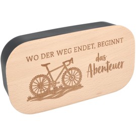Spruchreif Plastic Lunch Box with Engraved Breakfast Board, Lunch Box Where the Way Ends, the Adventure Begins, Outdoor Breakfast, BPA-Free, 18 x 12 x 6 cm