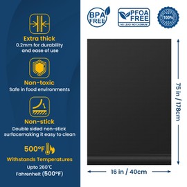 16 X75 Inch Oven Liner for Bottom of Oven, Reusable and Thick Heavy Duty Non Stick Teflon Oven Mats Cut to Custom Fit Electric, Gas, Toaster, Convection, Microwave and Grills