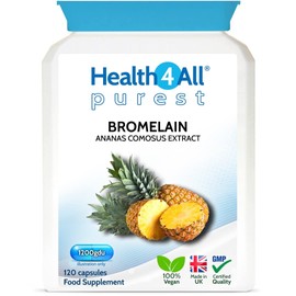 Health4All Bromelain 1200gdu per Capsule 120 Capsules High Strength 2500GDU/g Pure Proteolytic Enzyme Pineapple Extract for Inflammation, Swelling and Digestion (not Tablets)