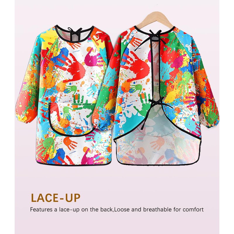 MINIQ Kids Art Smock,Waterproof Painting Apron Artist Smocks with Pocket