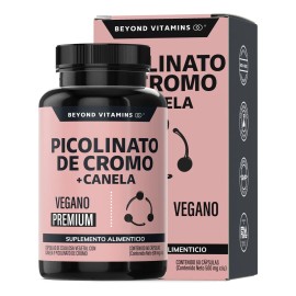 Picolinato Cromo Premium Con Canela - Tecnologa De Cpsulas Veganas Vcaps - Vitaminas Mujer  Hombre - 1 Cpsula Diaria (60 Cpsulas)                     