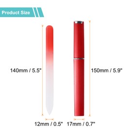 sourcing map 2pcs Glass Nail File Kit 280 Grit Double Sided Professional Manicure Crystal Fingernail Files with Case for Natural Nail Art Shine Polishing Buffer, Red