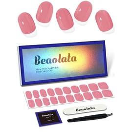 Beaolata Semi Cured Gel Nail Strips - UV Light Gel Nail Stickers - 20 Long Lasting Salon Quality Wraps (Pink Peach Serenade)