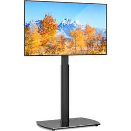 YOMT Universal TV Floor Stand with Mount for 27-70 Inch LCD LED OLED TVs, Swivel Height Adjustable Tall TV Stand, Space Saving Design for Corner Bedroom Living Room, Black