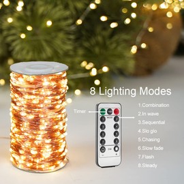 RESNICE 328Ft Extra Long Fairy Lights Plug in Waterproof Outside Copper Wire String Lights with Remote 1000 High-Bright LEDs for Garden, Porch, Patio, Christmas Wedding Party Decoration