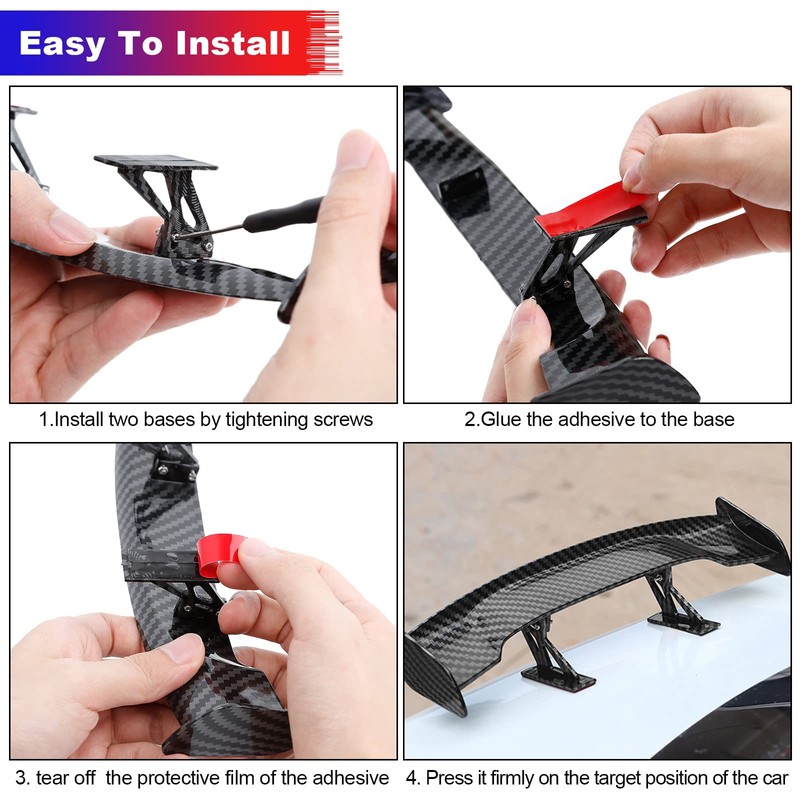 COGEEK Universal Mini Spoiler Wing Carbon Fiber Real Tail Spoiler