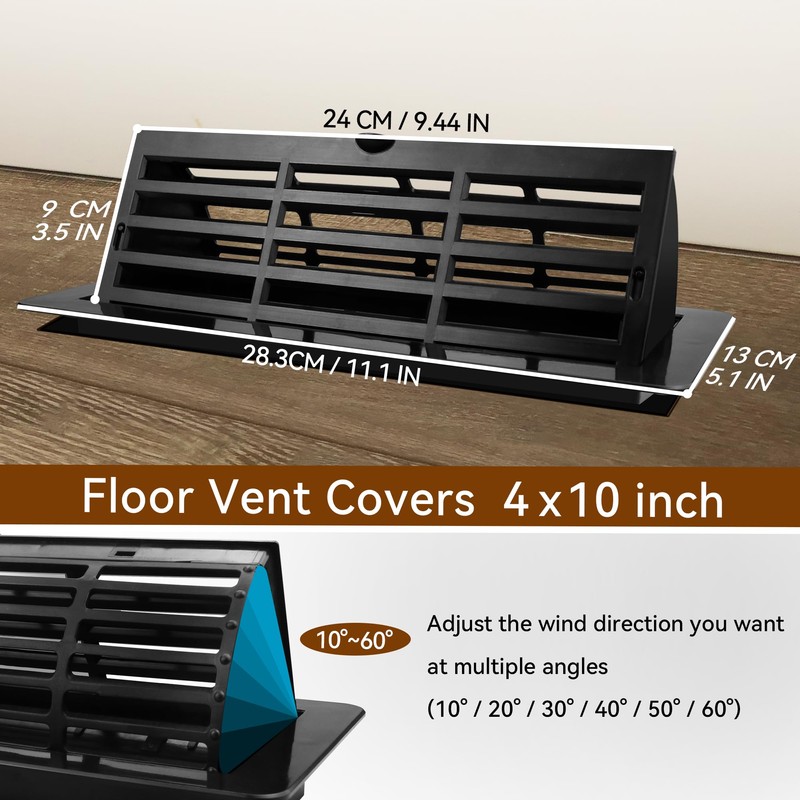 Floor Vent Covers 4 x 10 inch, Adjustable Air Vent