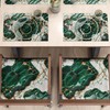 MARBLELIZED - Washable American Placemats, Emerald Marble Effect Fabric Placemats,