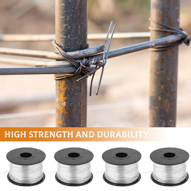 4 Rolls Rebar Tie Wire Tool, 0.8 mm 360 ft