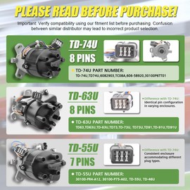 MAS Ignition Distributor w/Cap & Rotor TD-74U Compatible with 1999-2001 Honda CRV CR-V 2.0L DOHC 30100-P6T-T01