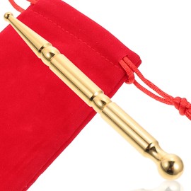 Healeved Brass Acupuncture Pen Massage Pen Acupressure Pen Meridian Pen Acupressure Rod Acupuncture Sticks for Face Eyes Body Scar Care Spa Massage Beauty Accessories Gift Gold