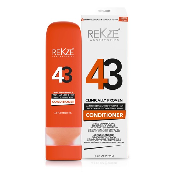 REKZE 43 Conditioner Clinically Proven Hair Growth Stimulating & Anti-Hair Loss For Men & Women, DHT Blocker For Thinning, Thickening & Damaged, All Hair Types, Color Treated