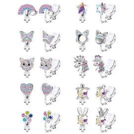 Finrezio Cute Clip on Earrings for Girls Women Hypoallergenic Heart Butterfly Flower Clip On Earrings for Non Pierced Multicolored Clip Earrings Sets Purple