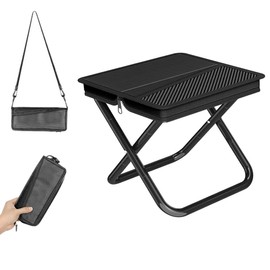 Phamouu Camping Stool Pocket Chair, Lightweight Portable Stool with Shoulder Strap, Capacity 220lbs for Adults Outdoor Hiking Fishing Travel-Medium Black