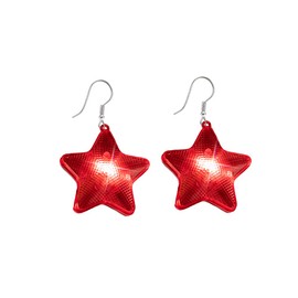 Fashion Star LED Lights Dangle Hook Earrings for Women American Independence Day July Fourth Luck Star Bulbs Light Up Drop Huggie Hoops Earring Unique Jewelry Gifts Patriot (Red)