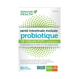 Genuine Health Genuine Health Advanced Gut Health Gentle-Care Probiotic, 30 count, 15 Billion CFU, Natural daily gut health and digestive support, 15 diverse and balanced strains per capsule, Dairy, soy & gluten-Free, Non-GMO, Vegan