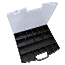 MIJOMA Sorting Box for Small Parts Storage Box Assortment Box with 18 Compartments with Lid Plastic 36 x 29 x 6.5 cm