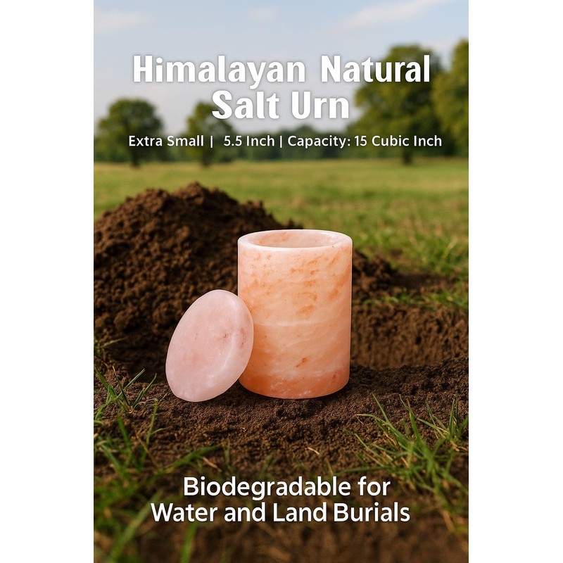 Himalayan Salt Urn for Ashes – Extra Small, Classic Cylinder
