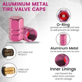 Performore 8 pcs Tire Valve Caps Heavy-Duty Stem Covers Universal Car Wheel Tire Valve Stem Caps Dust Cover for Cars, SUVs, Bikes, Bicycles, and Motorcycles (Pink)