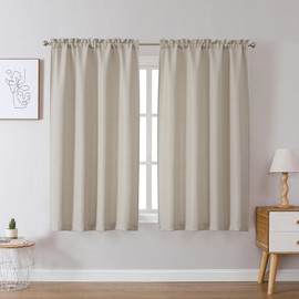 Chyhomenyc Curtains 54 Inch Length 2 Panels, Faux Linen Textured Semi Sheer Light Filtering Soft Airy Rod Pocket Window Treatment Drapes for Living Room Bedroom, Each 30 Wx54 L, Moon Beige