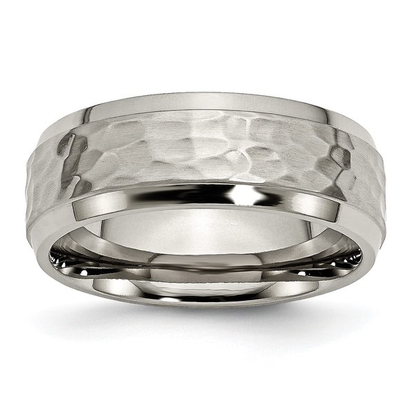 Titanium Hammered 8mm Edge Wedding Band Ring Size 8.5